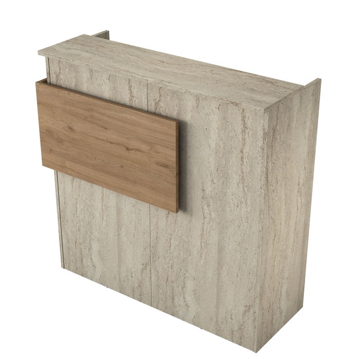 Hanah Home Mesa de Recepción con Iluminación LED Travertino y Nogal Hanah Home Mesa de Recepción con Iluminación LED Travertino y Nogal